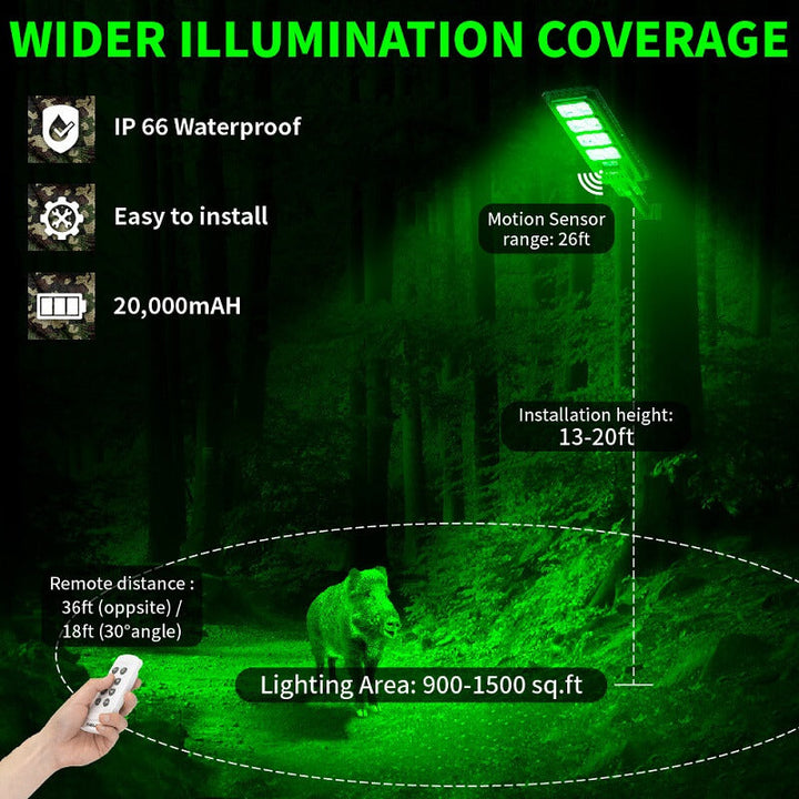 Powerful Solar Green Feeder Light Hunting 25,000 Lumens Outdoor