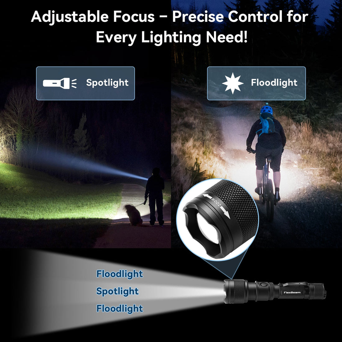 1200LM Zoom Hunting Flashlight 700M Range Gun Bike Mount