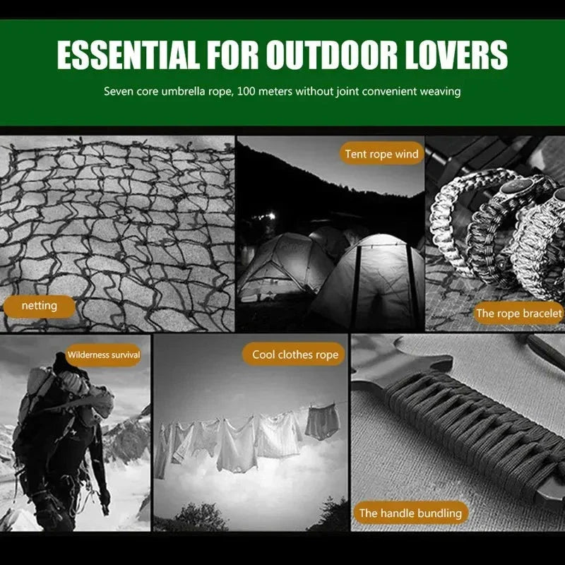 7-Core 550 Paracord Rope 4mm Polyester Survival Camping Hiking DIY