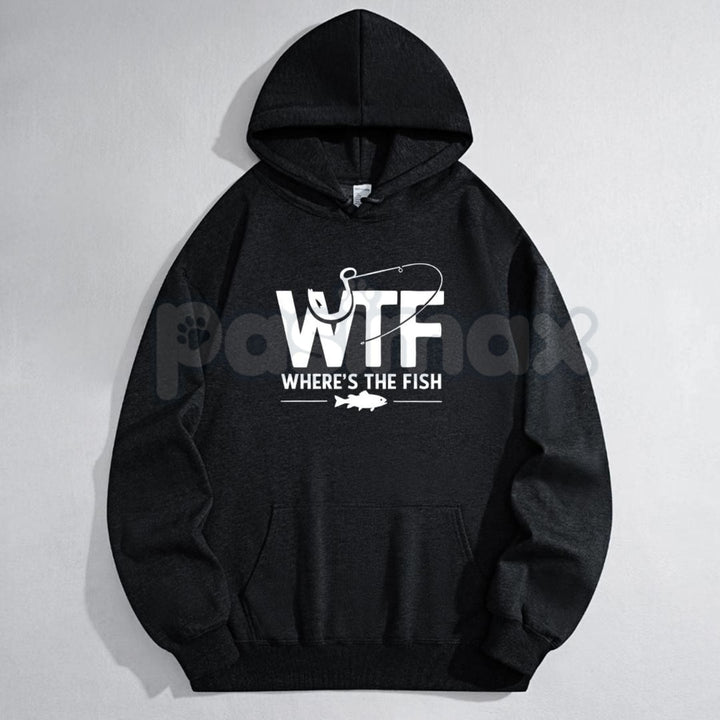 "WTF, Where Is The Fish" Hoodie – Funny Fishing Meme Pullover, Angler Humor Apparel & Statement Gear, Unisex