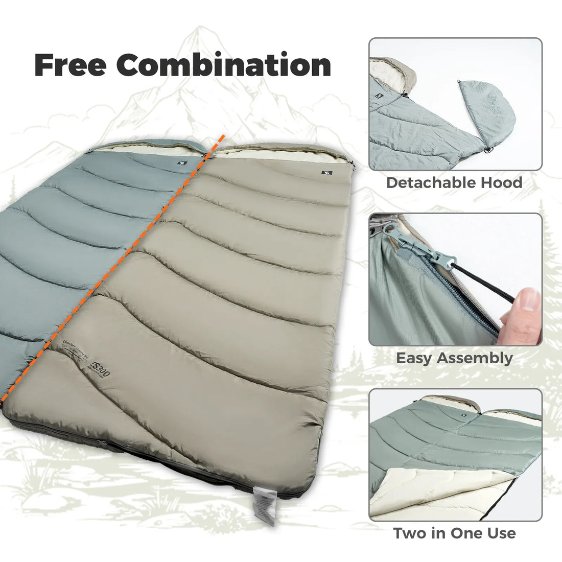 Cotton Envelope Sleeping Bag Portable Backpacking Camping Compression Sack