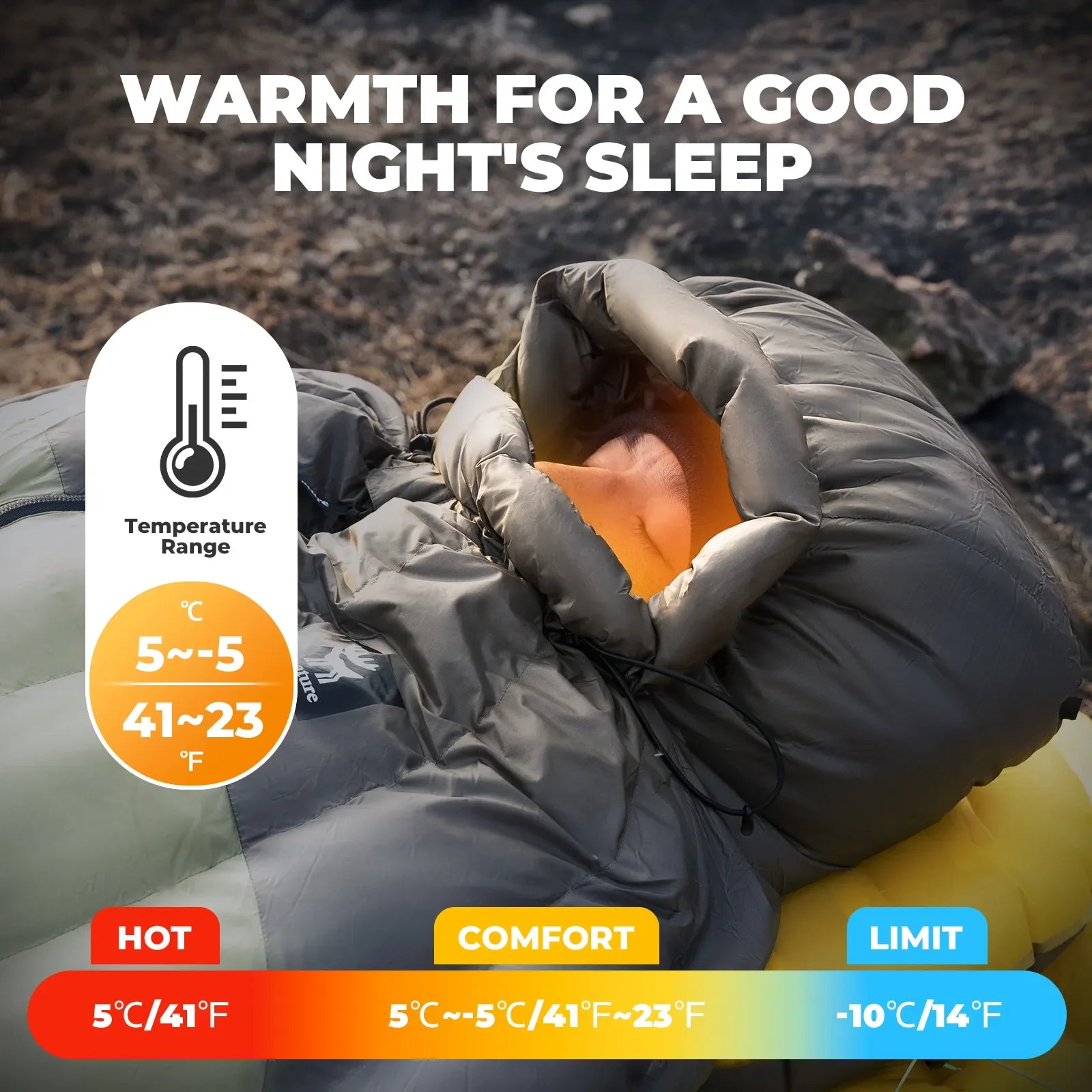 650 Fill Power Down Sleeping Bag Waterproof Mummy 23F