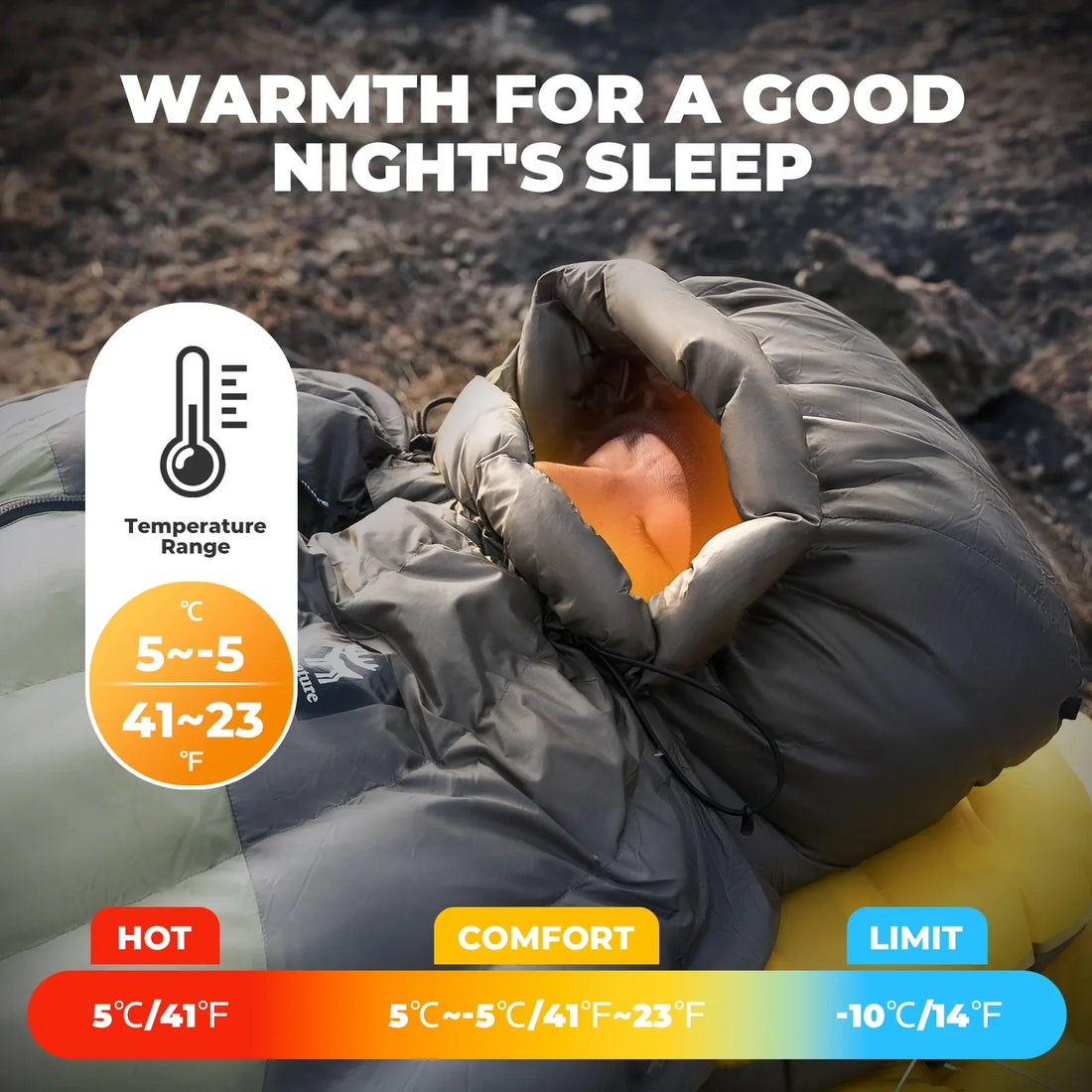 650 Fill Power Down Sleeping Bag Waterproof Mummy 23F