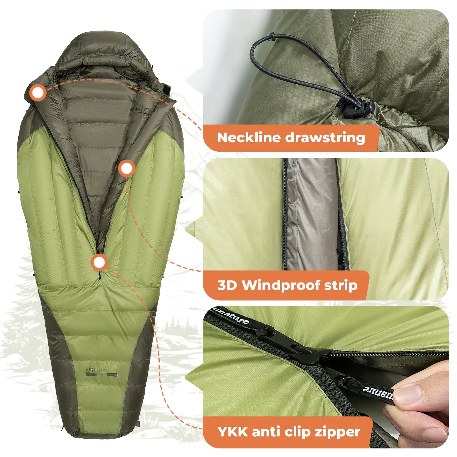 650 Fill Power Down Sleeping Bag Waterproof Mummy 23F
