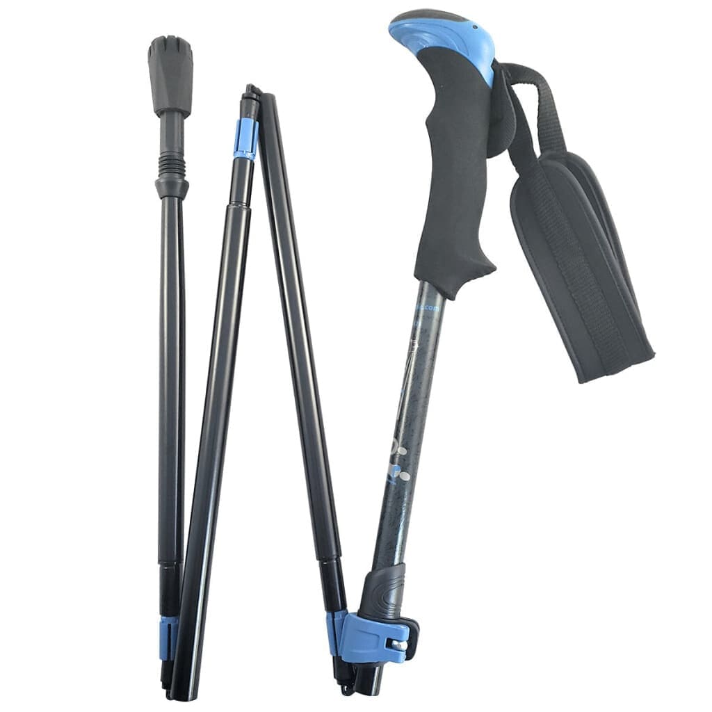 Travel Folding Hiking Walking Poles Adjustable Rubber Feet Bag